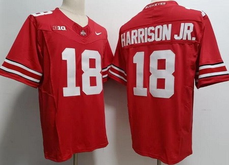 Men's Ohio State Buckeyes #18 Marvin Harrison Jr Red FUSE College Football Jersey