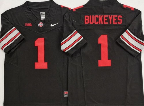 Men's Ohio State Buckeyes #1 Buckeyes Black 2025 FUSE College Football Jersey