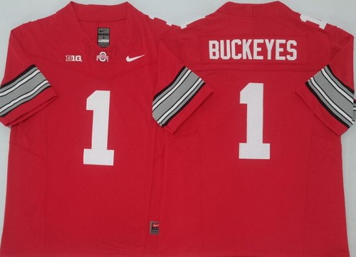 Men's Ohio State Buckeyes #1 Buckeyes Red 2025 FUSE College Football Jersey
