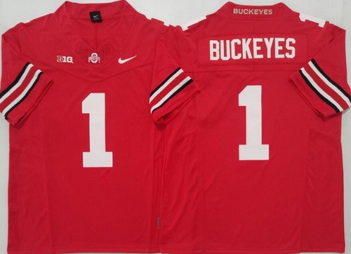 Men's Ohio State Buckeyes #1 Buckeyes Red FUSE College Football Jersey
