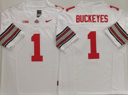 Men's Ohio State Buckeyes #1 Buckeyes White 2025 FUSE College Football Jersey
