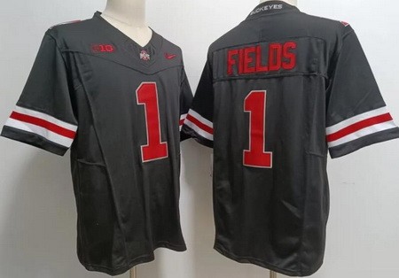 Men's Ohio State Buckeyes #1 Justin Fields Black FUSE College Football Jersey
