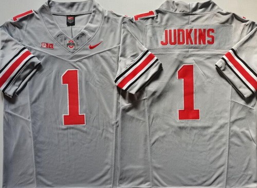 Men's Ohio State Buckeyes #1 Quinshon Judkins Gray FUSE College Football Jersey