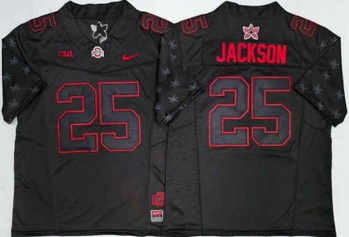 Men's Ohio State Buckeyes #25 Bo Jackson Limited Black Stranger Things Stuck In The Upside Down Football Jersey