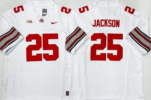 Men's Ohio State Buckeyes #25 Bo Jackson White 2025 FUSE College Football Jersey