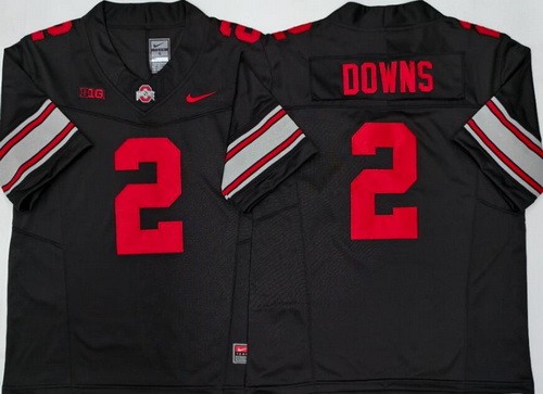 Men's Ohio State Buckeyes #2 Caleb Downs Black 2025 FUSE College Football Jersey