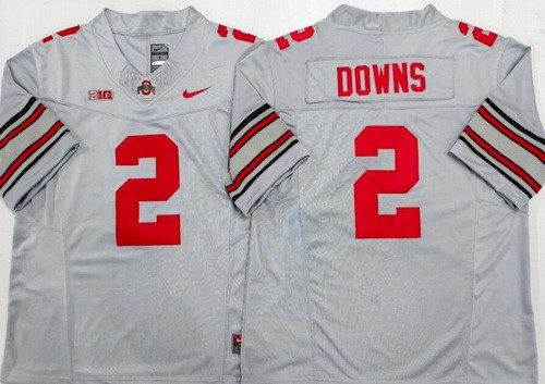 Men's Ohio State Buckeyes #2 Caleb Downs Gray 2025 FUSE College Football Jersey