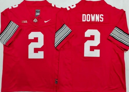 Men's Ohio State Buckeyes #2 Caleb Downs Red 2025 FUSE College Football Jersey