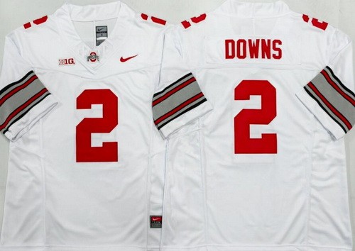 Men's Ohio State Buckeyes #2 Caleb Downs White 2025 FUSE College Football Jersey