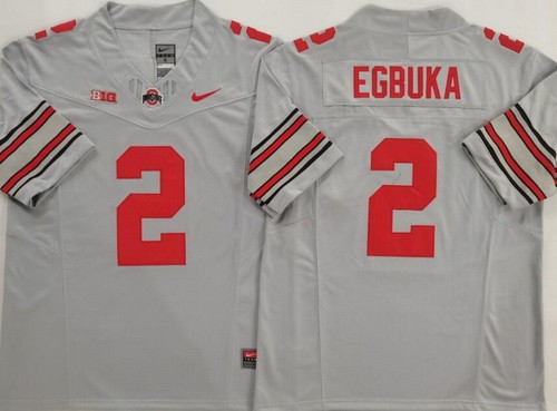 Men's Ohio State Buckeyes #2 Emeka Egbuka Gray 2025 FUSE College Football Jersey