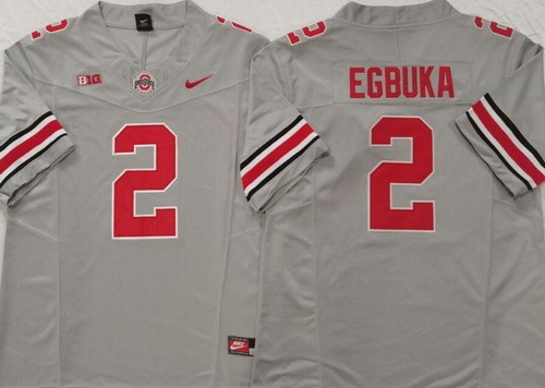 Men's Ohio State Buckeyes #2 Emeka Egbuka Gray FUSE College Football Jersey