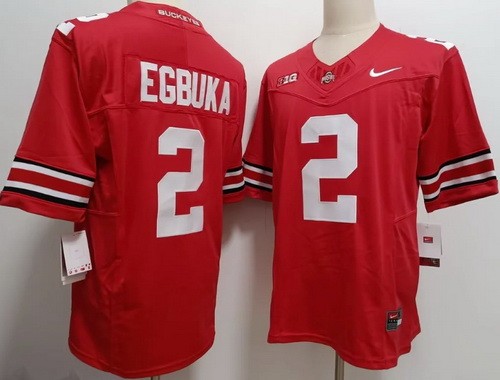 Men's Ohio State Buckeyes #2 Emeka Egbuka Red FUSE College Football Jersey