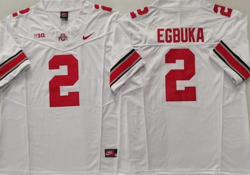 Men's Ohio State Buckeyes #2 Emeka Egbuka White FUSE College Football Jersey