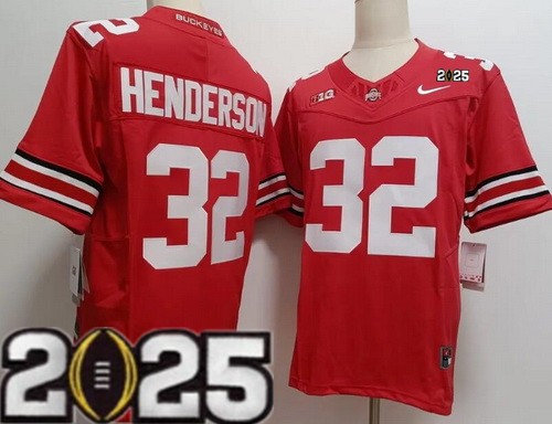Men's Ohio State Buckeyes #32 TreVeyon Henderson Limited Red 2025 Finals College Football Jersey