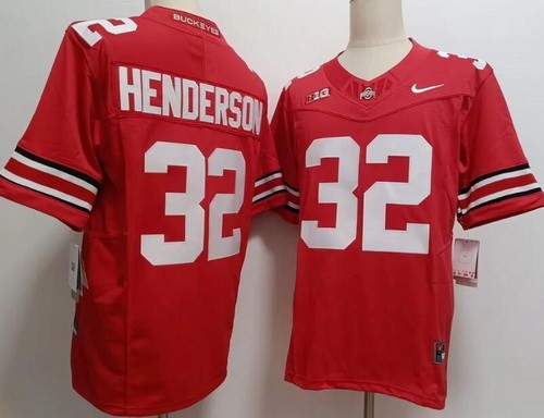 Men's Ohio State Buckeyes #32 TreVeyon Henderson Limited Red FUSE College Football Jersey