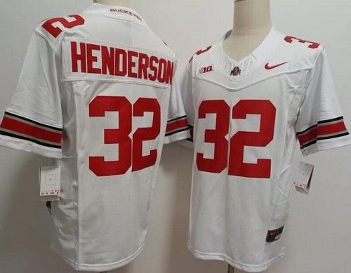 Men's Ohio State Buckeyes #32 TreVeyon Henderson Limited White FUSE College Football Jersey