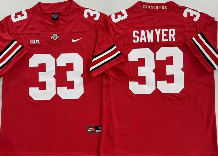 Men's Ohio State Buckeyes #33 Jack Sawyer Limited Red College Football Jersey