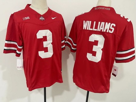 Men's Ohio State Buckeyes #3 Miyan Williams Red FUSE College Football Jersey