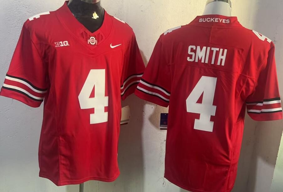 Men's Ohio State Buckeyes #4 Jeremiah Smith Red FUSE College Football Jersey