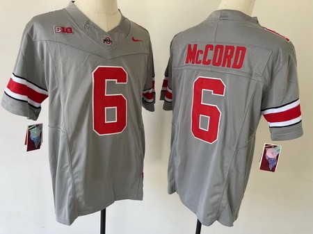 Men's Ohio State Buckeyes #6 Kyle McCord Gray FUSE College Football Jersey