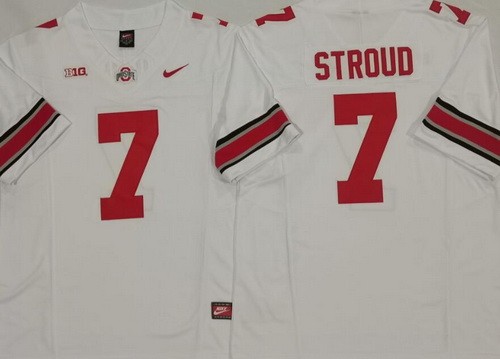 Men's Ohio State Buckeyes #7 CJ Stroud Limited White FUSE College Football Jersey