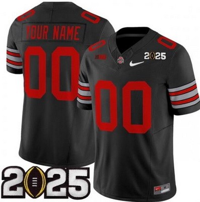 Men's Ohio State Buckeyes Customized Limited Black 2025 Finals FUSE College Football Jersey