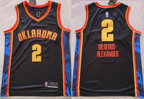 Men's Oklahoma City Thunder #2 Shai Gilgeous Alexander Black 2024 City Swingman Jersey