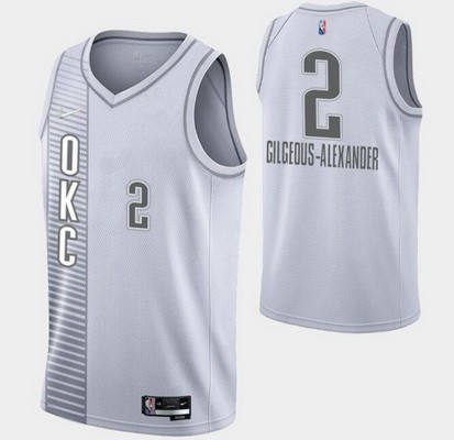 Men's Oklahoma City Thunder #2 Shai Gilgeous Alexander White City Diamond 75th Icon Hot Press Jersey