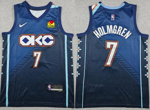 Men's Oklahoma City Thunder #7 Chet Holmgren Navy 2025 City Sponsor Swingman Jersey