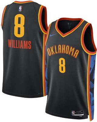 Men's Oklahoma City Thunder #8 Jalen Williams Black 2024 City Heat Press Jersey