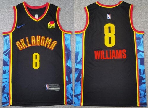 Men's Oklahoma City Thunder #8 Jalen Williams Black 2024 City Sponsor Swingman Jersey
