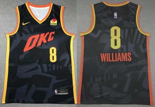 Men's Oklahoma City Thunder #8 Jalen Williams Navy 2023 City Icon Sponsor Swingman Jersey