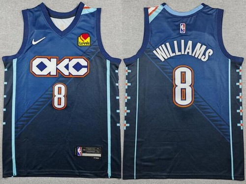 Men's Oklahoma City Thunder #8 Jalen Williams Navy 2025 City Sponsor Swingman Jersey