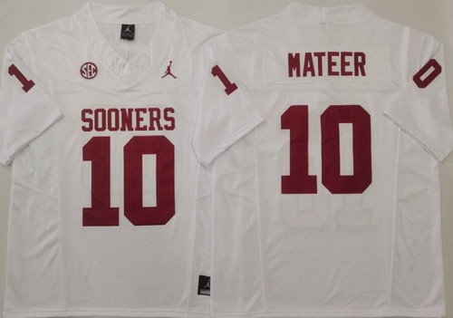 Men's Oklahoma Sooners #10 John Mateer Limited White College Football Jersey