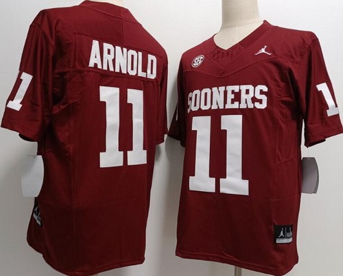 Men's Oklahoma Sooners #11 Jackson Arnold Red FUSE College Football Jersey