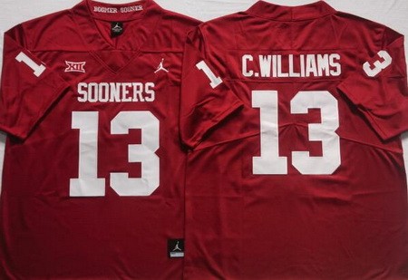 Men's Oklahoma Sooners #13 Caleb Williams Red College Football Jersey