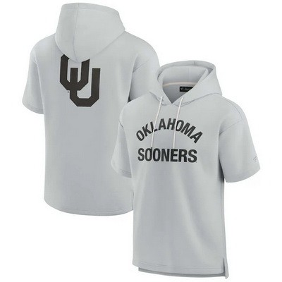 Men's Oklahoma Sooners Gray Super Soft Fleece Short Sleeve Hoodie