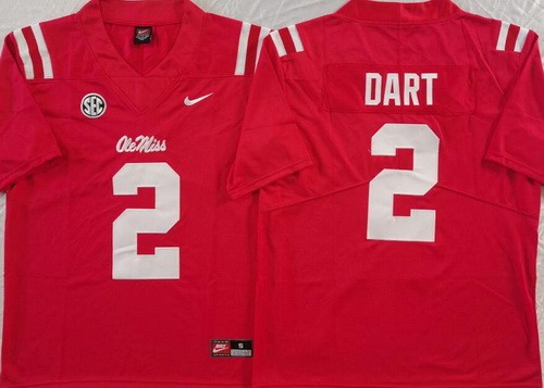 Men's Ole Miss Rebels #2 Jaxson Dart Limited Red College Football Jersey