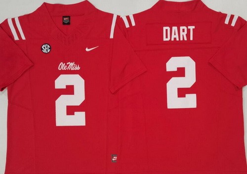 Men's Ole Miss Rebels #2 Jaxson Dart Limited Red FUSE College Football Jersey