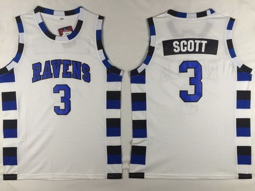 Men's One Tree Hill Ravens #3 Lucas Scott White Basketball Jersey