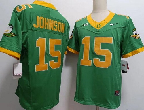 Men's Oregon Ducks #15 Tez Johnson Green FUSE College Football Jersey