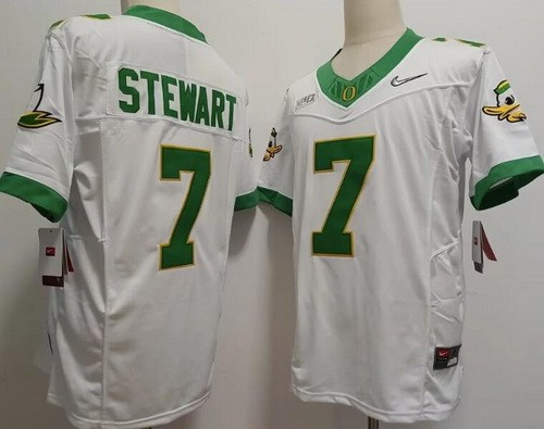 Men's Oregon Ducks #7 Evan Stewart White FUSE College Football Jersey