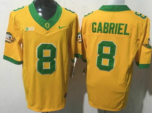 Men's Oregon Ducks #8 Dillon Gabriel Gold FUSE College Football Jersey