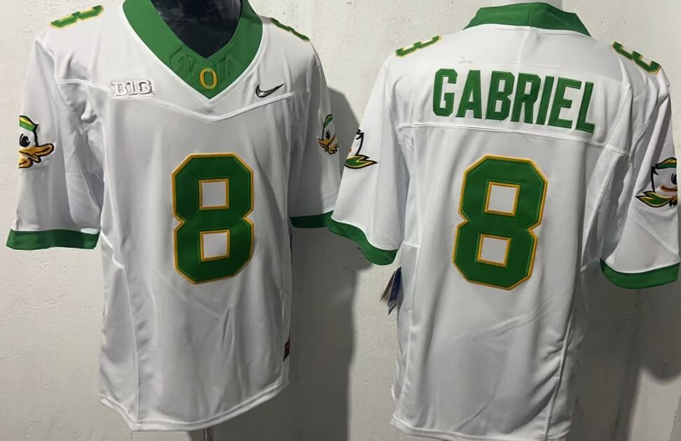 Men's Oregon Ducks #8 Dillon Gabriel White FUSE College Football Jersey