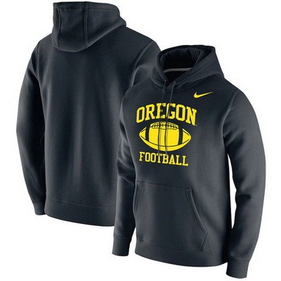 Men's Oregon Ducks Black Retro Football Club Fleece Pullover Hoodie