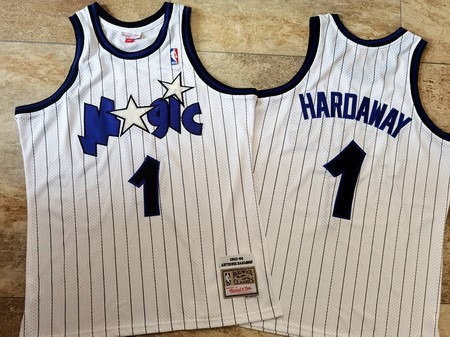 Men's Orlando Magic #1 Penny Hardaway White 1993 Throwback Authentic Jersey