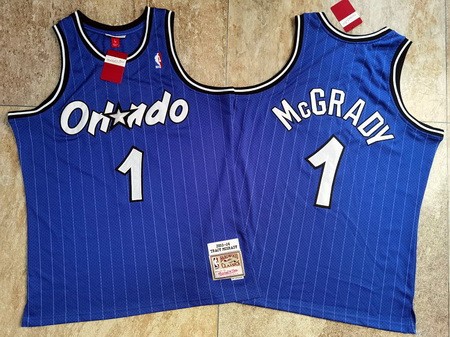 Men's Orlando Magic #1 Tracy McGrady Blue 2003 Throwback Authentic Jersey