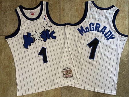 Men's Orlando Magic #1 Tracy McGrady White 2003 Throwback Authentic Jersey