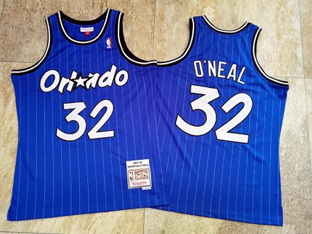 Men's Orlando Magic #32 Shaquille O'Neal Blue 1994 Throwback Authentic Jersey