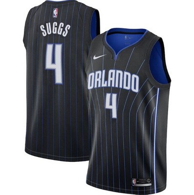 Men's Orlando Magic #4 Jalen Suggs Black Icon Heat Press Jersey